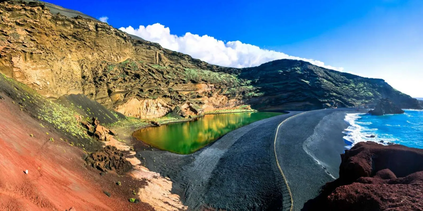 The green lagoon at El Golfo, a flooded crater on Lanzarote's western lava coast